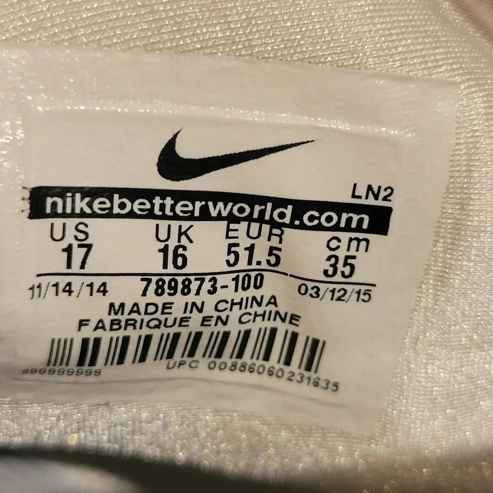 Nike Lunarbeast Elite TD Football Cleats White, Grey Sz 17 #79873 100